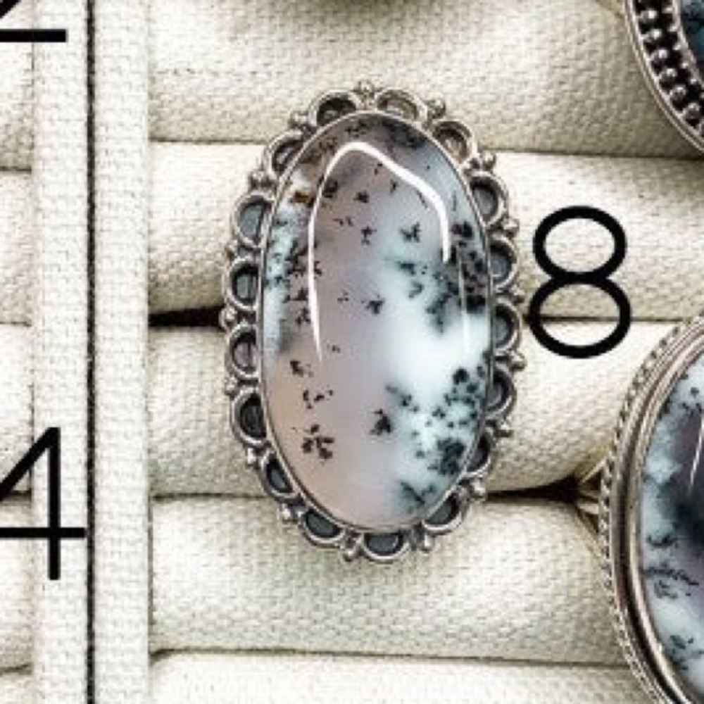 Dandrite Agate 925 Sterling Silver Ring Size 9